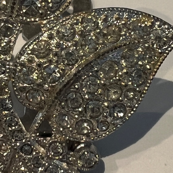 Antique Art Deco Pot Metal Icy Clear Crystal Dress Clip 30s - Picture 7 of 11